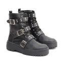 Bota Coturno Feminina Em Couro Legitimo Tiras com Tachas