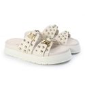 Papete Feminina Beatriz Sola Alta Duas Tiras Off White