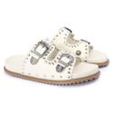 Papete Feminina Fivelas Aline Sola Baixa Off White