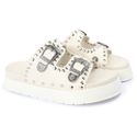 Papete Feminina Fivelas Aline Sola Alta Off White