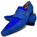 Mocassim Italiano em Couro Azul Flowers em Relevo Luxury Edition Ref: D544