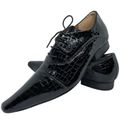 Sapato Masculino Italiano Em Couro Preto Executivo Croco Ref: D611