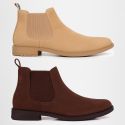 2 Botinas Chelsea Colorado Masculina Couro Nobuck - Café + Areia