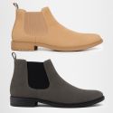 2 Botinas Chelsea Colorado Masculina Couro Nobuck - Cinza + Areia