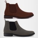 2 Botinas Chelsea Colorado Masculina Couro Nobuck - Café + Cinza