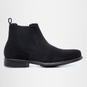 Botina Chelsea Masculina Couro Legítimo Nobuck - Preto