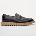 Sapato Loafer Tratorado Masculino Couro Ecológico - Preto
