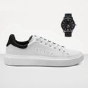 Tenis Masculino Casual Sola Alta Oversize Macquen com Relógio - Branco/Preto