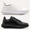 2 Pares de Tenis Masculino Casual Sola Alta Oversize Macquen - Branco/Branco + Preto/Preto