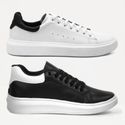 2 Pares de Tenis Masculino Casual Sola Alta Oversize Macquen - Branco/Preto + Preto/Branco