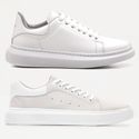 2 Pares de Tenis Masculino Casual Sola Alta Oversize Macquen - Branco/Branco + Cinza/Branco