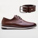Sapato Social Fino Oxford Masculino + Cinto - Marrom