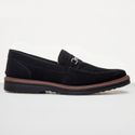 Mocassim Masculino Loafer Derby em Camurça - Preto/Preto
