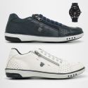 2 Tenis Masculino Casual Ajuste Elástico Leve e Confort + Relógio Digital - Azul + Gelo