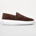 Mocassim Masculino Sola Alta Loafer Derby em Camurça - Marrom