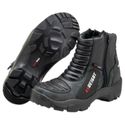 Bota motociclista com altura de até 9cm em couro legítimo solado preto AS-HEIGHT