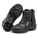 Bota motociclista com altura de até 9cm em couro legítimo solado preto AS-HEIGHT