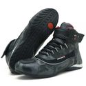 Tênis motociclista cano alto em couro legítimo camuflado cinza Atron Shoes 310