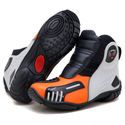 Bota motociclista Atron Shoes AS-HIGHWAY em couro legítimo semi-impermeável emborrachada Com elástico na cor Laranja 408
