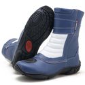 Bota motociclista cano médio semi-impermeável com refletivos nas cores azul e branco 309