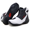 Bota motociclista em couro legítimo AS-SPIRIT semi-impermeável respirável na cor branco 410