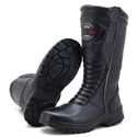 Bota motociclista cano alto resistente a água contra chuva em couro legítimo na cor preta 430