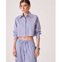 Camisa Cropped Gi Azul Listrado