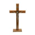 Crucifixo Mesa e Parede -Madeira com medalha de São Bento 35 cm