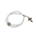 Pulseira Terço Pérola 5mm -Medalha São Bento