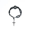 Pulseira Terço com Cruz de São Bento Preto