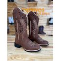 PRONTA ENTREGA - BOTA TEXANA EM COURO HORSE CAFE BORDADO TRIBAL E FLORAO BASICO