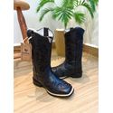 PRONTA ENTREGA - BOTA TEXANA EM COURO ALL BLACK A LASER GLITTER PRETO REBECA