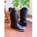 PRONTA ENTREGA - BOTA TEXANA EM COURO PRETO ALL BLACK TRIBAL + FLORAO