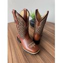 BOTA TEXANA EM COURO MUSTANG A LASER GLITTER DOURADO CANO TRADICIONAL