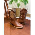 KIT BOTA TEXANA EM COURO MUSTANG BORDADO TRIBAL + BAINHA + CANIVETE CANO TRADICIONAL