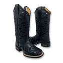BOTA TEXANA EM COURO PRETO ALL BLACK BORDADA + METAIS STRASS