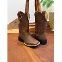 BOTA TEXANA EM COURO HORSE NESCAU BORDADO FLORES MARROM CANO TRADICIONAL