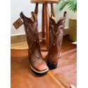 BOTA TEXANA EM COURO MUSTANG A LASER FLORENCIA GLITTER ROSE COM METAIS STRASS