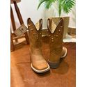 BOTA TEXANA EM COURO HORSE HAVANA BASICA CANO TRADICIONAL COM METAIS DOURADO