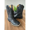 BOTA TEXANA EM COURO PRETO BORDADO ALL BLACK JACARÉ CANO TRADICIONAL