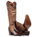 Bota Capelli Feminina Texana Com Couro Floral