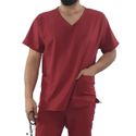 Camisa Scrub Marsala Masculina Enfermagem Privativo Pijama