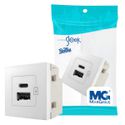Módulo Tomada Duplo Usb-c + Usb-a 2a Bivolt Branco Sleek Margirius