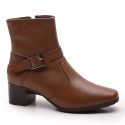 Bota Feminina Em Couro Legitimo Sola Borracha Caramelo Salto 4,5cm