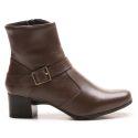 Bota Feminina Em Couro Legitimo Sola Borracha Café Salto 4,5cm