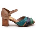 Sandália Feminina Retrô Bahamas Em Couro Legítimo - Verde/marinho/turquesa/wisk