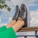 Tênis Casual Feminino Em Couro Legitimo Sneaker - Preto