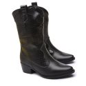 Bota Feminina Texana Country Em Couro Legitimo Cano Alto - Preto