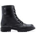 Coturno Feminino Couro Cano Médio Preto Tratorado
