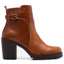 Bota Feminina Coturno Couro Cano Médio Tratorada Whisky